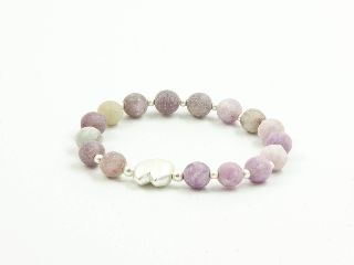 Perlenarmband purple/silver	