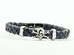 Lederarmband "Skull" blau/grau