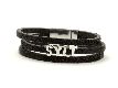 Lederarmband breit "SYLT" black