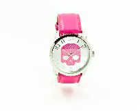 Uhr Totenkopf pink